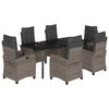 vidaXL 7 r&eacute;szes sz&uuml;rke polyrattan kerti &eacute;tkezőgarnit&uacute;ra p&aacute;rn&aacute;val