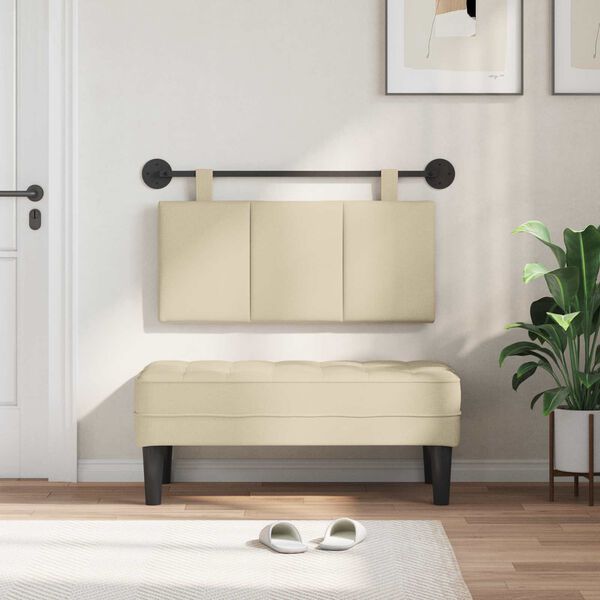 vidaXL Fali Fejt&aacute;mla Falra szerelhető Kr&eacute;m 90 x 55 x 5 cm sz&ouml;vet