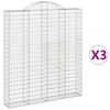vidaXL 3 db &iacute;ves horganyzott vas gabion kos&aacute;r 200x30x220/240 cm