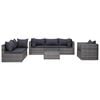 vidaXL 7-r&eacute;szes sz&uuml;rke polyrattan kerti b&uacute;torszett p&aacute;rn&aacute;kkal