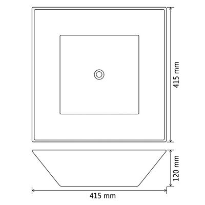 vidaXL Négyzetes, fehér kerámia mosdókagyló 41,5x41,5x12 cm
