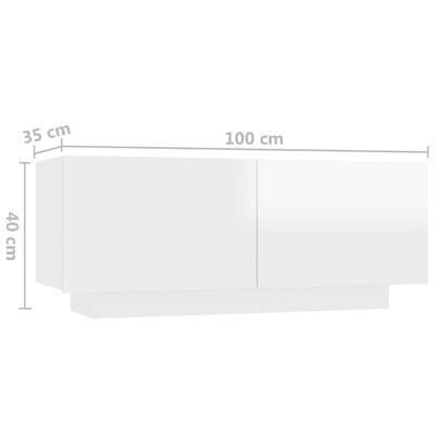 vidaXL magasfényű fehér forgácslap éjjeliszekrény 100 x 35 x 40 cm