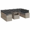 vidaXL 10 r&eacute;szes vil&aacute;gossz&uuml;rke polyrattan kerti &uuml;lőgarnit&uacute;ra p&aacute;rn&aacute;kkal
