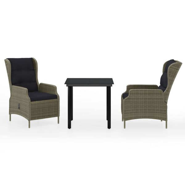 vidaXL 3 r&eacute;szes barna kerti &eacute;tkezőgarnit&uacute;ra