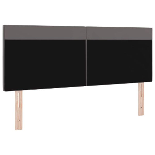 vidaXL LED ágytámla Szürke 160 cm Műbőr