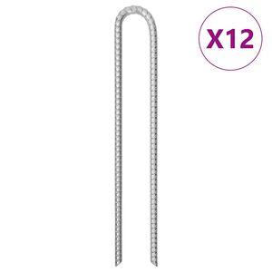 vidaXL 12 db U-alak&uacute; horganyzott ac&eacute;l s&aacute;torc&ouml;vek 41,5 cm &Oslash;12 mm