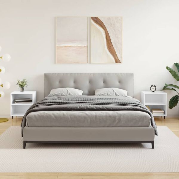 vidaXL 2 db magasf&eacute;nyű feh&eacute;r szerelt fa &eacute;jjeliszekr&eacute;ny 40x30x50 cm