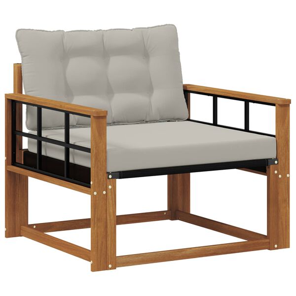 vidaXL K&uuml;lt&eacute;ri kanap&eacute; szett T&ouml;m&ouml;r ak&aacute;cfa &eacute;s textil&eacute;n Term&eacute;szetes