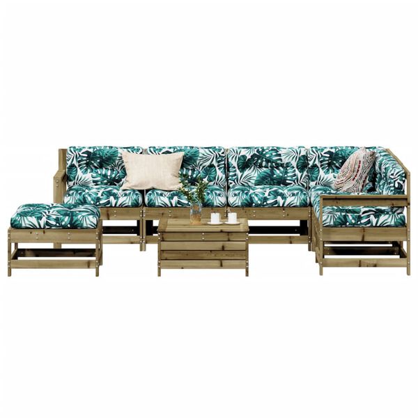 vidaXL 8 r&eacute;szes impregn&aacute;lt fenyőfa kerti &uuml;lőgarnit&uacute;ra p&aacute;rn&aacute;val