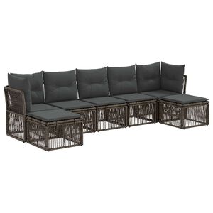 vidaXL Kerti Kanap&eacute; Szett 7 pcs Sz&uuml;rke polirattan