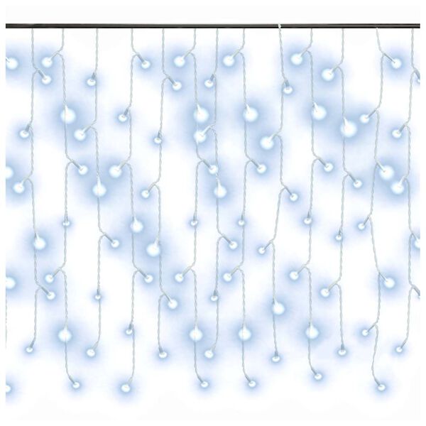 vidaXL 8 funkci&oacute;s hideg feh&eacute;r LED-es j&eacute;gcsapf&eacute;nyf&uuml;gg&ouml;ny 10 m 400 LED