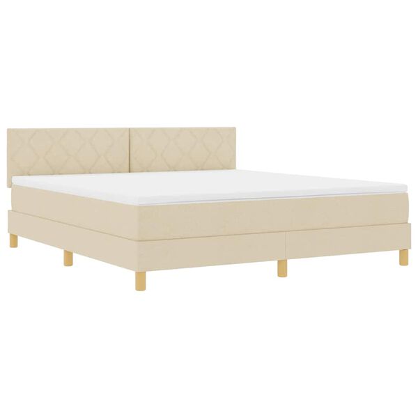 vidaXL Boxspring &aacute;gy matraccal matracmal Kr&eacute;m 180 x 200 cm sz&ouml;vet