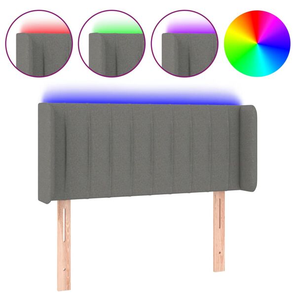 vidaXL sötétszürke szövet LED-es fejtámla 103 x 16 x 78/88 cm