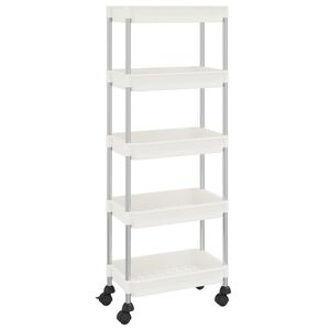 vidaXL 5 szintes feh&eacute;r vas &eacute;s ABS konyhai kocsi 42 x 29 x 128 cm