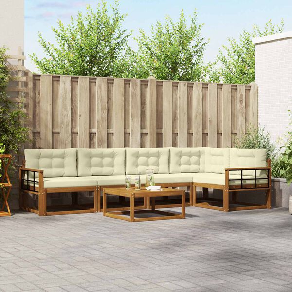 vidaXL K&uuml;lt&eacute;ri kanap&eacute; szett p&aacute;rn&aacute;val 6 pcs Term&eacute;szetes &eacute;s kr&eacute;msz&iacute;nű