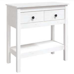 vidaXL feh&eacute;r t&ouml;m&ouml;r fenyőfa t&aacute;lal&oacute;asztal 75 x 35 x 75 cm