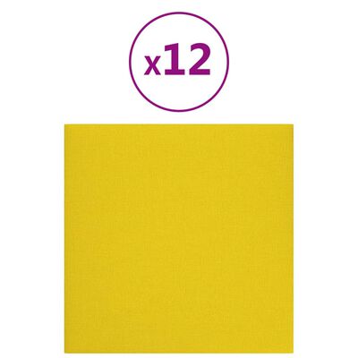 vidaXL 12 db sárga szövet fali panel 30 x 30 cm 1,08 m²