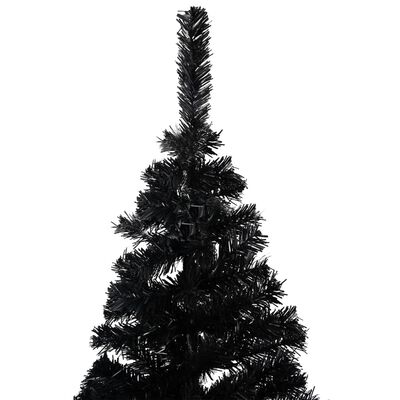 vidaXL fekete PVC műkarácsonyfa LED-fényekkel és gömbszettel 180 cm