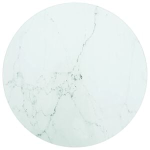 vidaXL feh&eacute;r edzett &uuml;veg asztallap m&aacute;rv&aacute;nydiz&aacute;jnnal &Oslash;30 x 0,8 cm