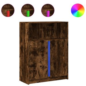 vidaXL f&uuml;st&ouml;s t&ouml;lgy szerelt fa t&aacute;lal&oacute;szekr&eacute;ny LED-del 77 x 34 x 100 cm