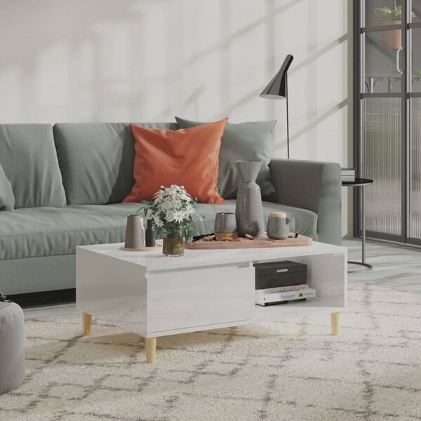 vidaXL magasf&eacute;nyű feh&eacute;r szerelt fa doh&aacute;nyz&oacute;asztal 90 x 60 x 35 cm