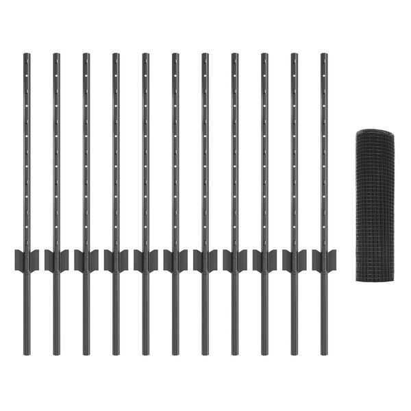 vidaXL Ker&iacute;t&eacute;s oszlopokkal Sz&uuml;rke 0,5 x 25 m Ac&eacute;l