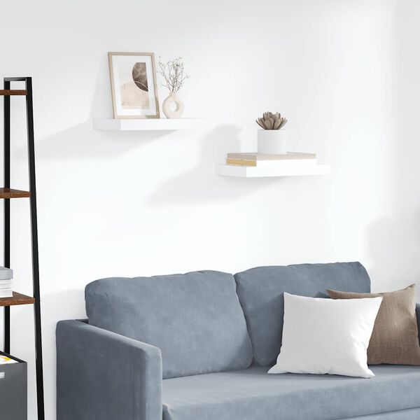 vidaXL 2 db feh&eacute;r MDF lebegő fali polc 40 x 23 x 3,8 cm