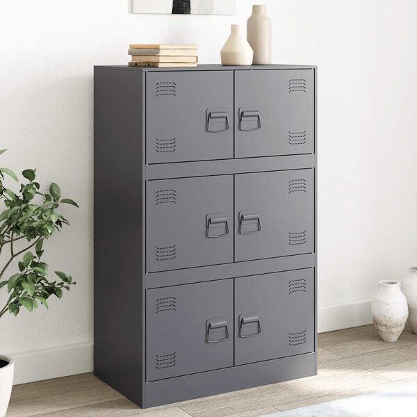 vidaXL antracitszürke acél tálalószekrény 67 x 39 x 107 cm