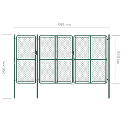 vidaXL zöld acél kertkapu 200 x 395 cm