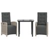 vidaXL 3 r&eacute;szes vil&aacute;gossz&uuml;rke polyrattan bisztr&oacute;garnit&uacute;ra p&aacute;rn&aacute;kkal