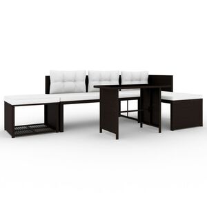 vidaXL 4 r&eacute;szes barna polyrattan kerti t&aacute;rsalg&oacute; szett