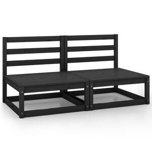 vidaXL 2 db fekete t&ouml;m&ouml;r fenyőfa kerti k&ouml;z&eacute;pső kanap&eacute;