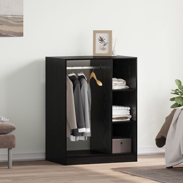 vidaXL Ruh&aacute;sszekr&eacute;ny polcokkal t&aacute;rol&oacute;val Fekete t&ouml;lgy 77 x 48 x 102 cm