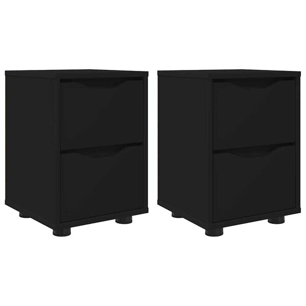 vidaXL &Eacute;jjeliszekr&eacute;nyek fi&oacute;kkal 2 pcs Fekete 30,5 x 30 x 43 cm Faanyag