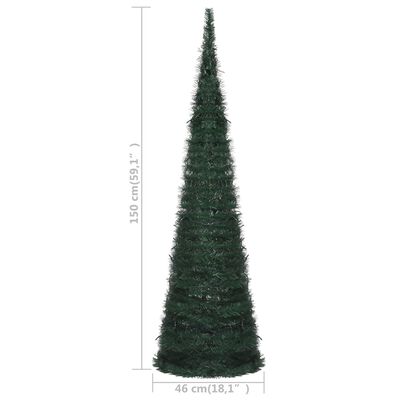 vidaXL zöld elővilágított pop-up mű zsinórkarácsonyfa 150 cm