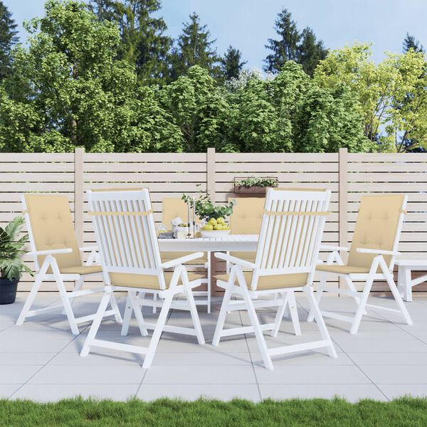 vidaXL 6 db melange bézs szövet magas háttámlájú székpárna 120x50x4 cm