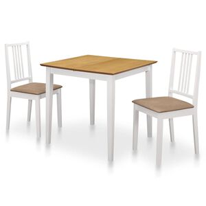 vidaXL 3-r&eacute;szes feh&eacute;r MDF &eacute;tkezőszett