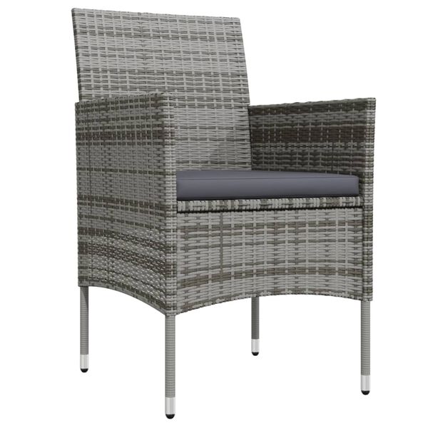 vidaXL 3 r&eacute;szes sz&uuml;rke &eacute;s fekete kerti &eacute;tkezőgarnit&uacute;ra p&aacute;rn&aacute;kkal