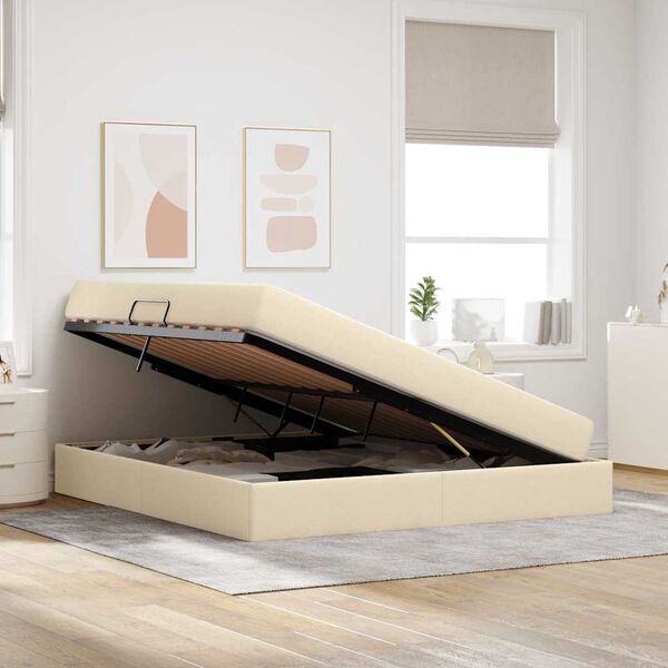 vidaXL &Aacute;gy t&aacute;rol&oacute;val &eacute;s matraccal Kr&eacute;m 160 x 200 cm Poli&eacute;szter