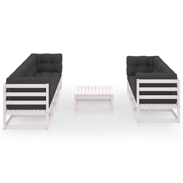 vidaXL 8 r&eacute;szes t&ouml;m&ouml;r fenyőfa kerti &uuml;lőgarnit&uacute;ra p&aacute;rn&aacute;kkal