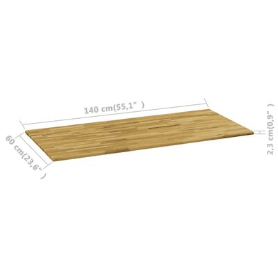 vidaXL téglalap alakú tömör tölgyfa asztallap 23 mm 140 x 60 cm