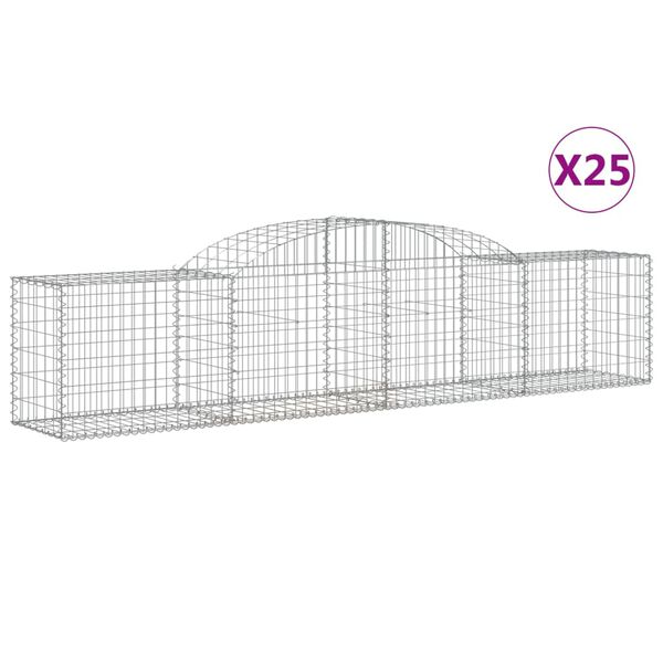 vidaXL 25 db íves horganyzott vas gabion kosár 300x50x60/80 cm