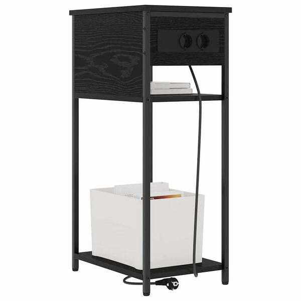 vidaXL &Eacute;jjeliszekr&eacute;ny Fekete t&ouml;lgy 41 x 28 x 76 cm Faanyag