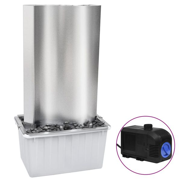 vidaXL ezüstszínű rozsdamentes acél kerti szökőkút 60,2x37x122,1 cm