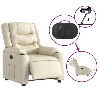 vidaXL krémszínű műbőr elektromos dönthető fotel