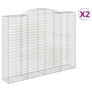 vidaXL 2 db &iacute;ves horganyzott vas gabion kos&aacute;r 300x50x220/240 cm