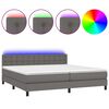 vidaXL sz&uuml;rke műbőr rug&oacute;s &aacute;gy matraccal &eacute;s LED-del 200x200 cm