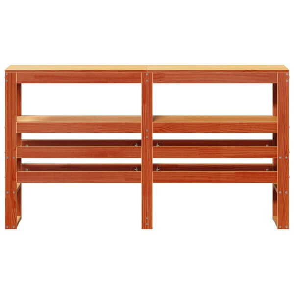 vidaXL viaszbarna t&ouml;m&ouml;r fenyőfa fejt&aacute;mla polcokkal 120 cm