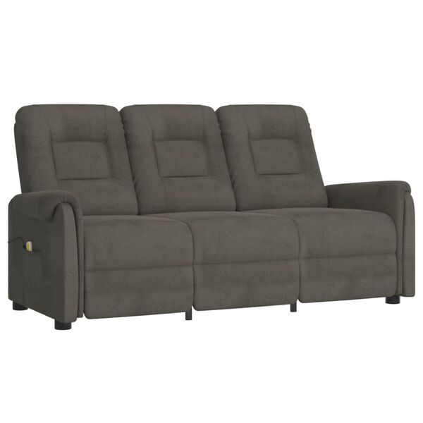 vidaXL 3 személyes sötétszürke mikroszálas szövet masszázsfotel