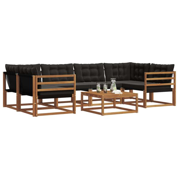 vidaXL K&uuml;lt&eacute;ri kanap&eacute; szett p&aacute;rn&aacute;val 7 pcs Term&eacute;szetes &eacute;s fekete